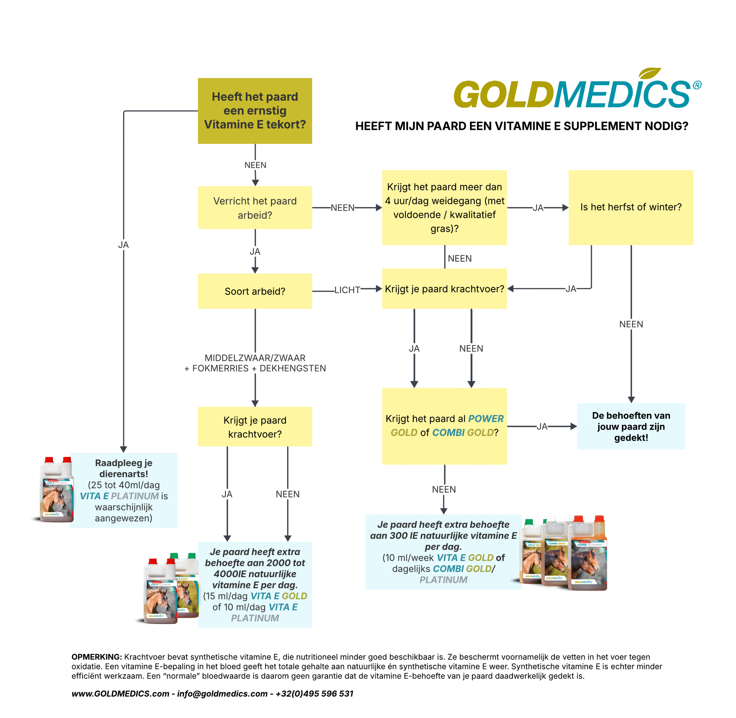 Vita E beslissingsboom van GoldMedics: heeft mijn paard extra vitamine E nodig